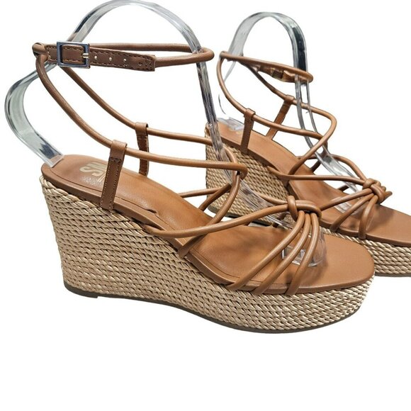 SM New York July Brown Wedge Heels Espadrille Sandals Straps Women 8M Man Made - Picture 11 of 12